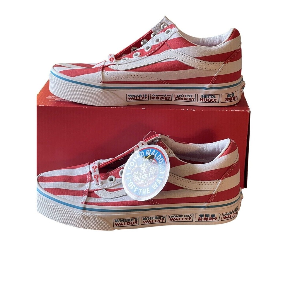 Vans Sneakers Old Skool Where's Waldo International Stripes Women 5.5 Red New